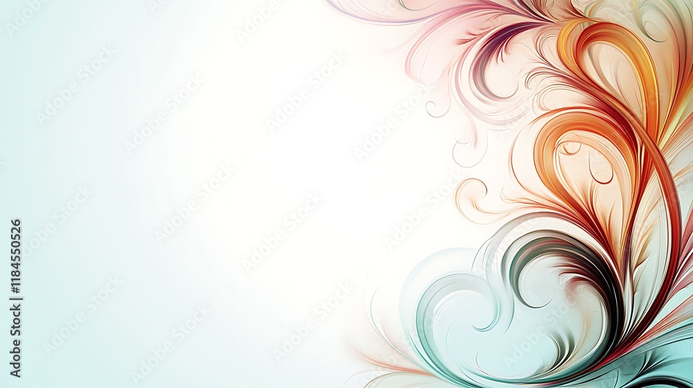 Abstract Swirling Floral Design in Warm and Cool Tones Abstract Swirling Floral Design in Warm and Cool Tones