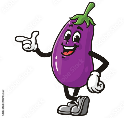 Eggplant with idea,      Cartoon Character Mascot Illustration Vector Clip-art Hand-drawn Logo Design