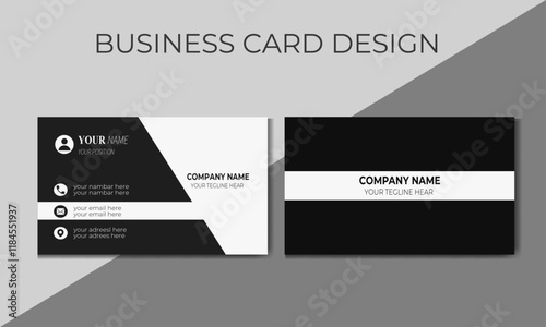 Creative modern black and white minimal corporate business card design template 