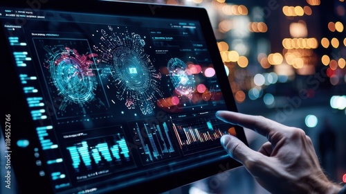 Wallpaper Mural Futuristic Data Visualization Dashboard with Intelligence and Hologram Torontodigital.ca