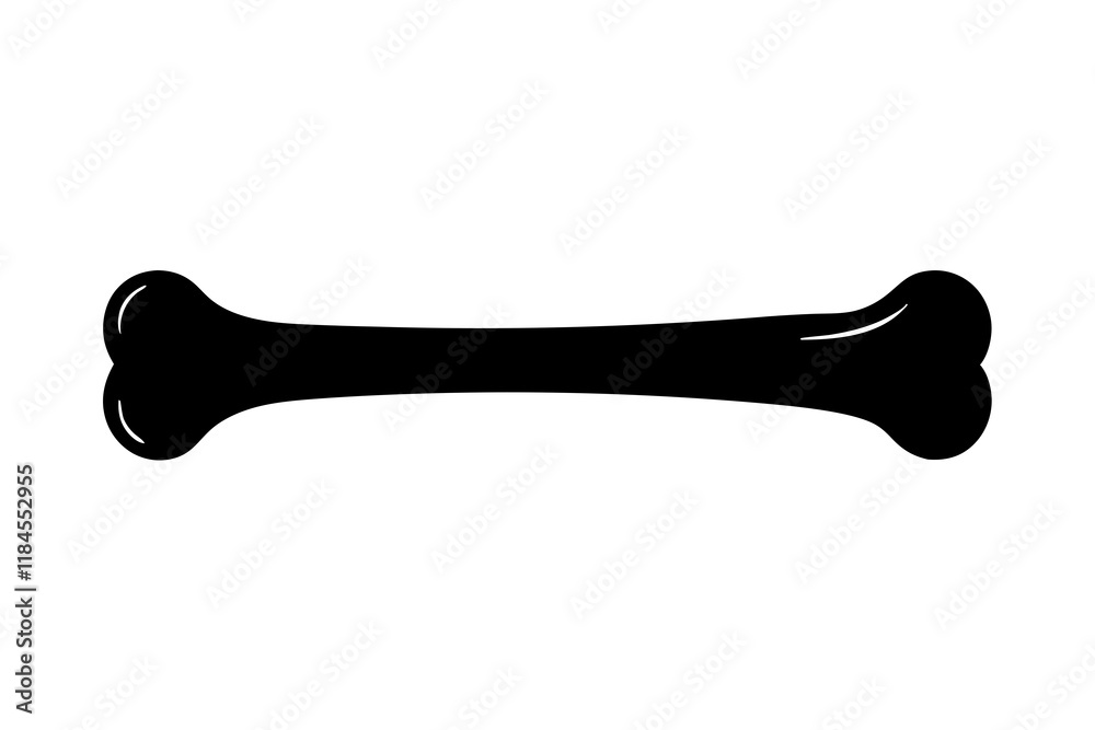 Bone Icon Silhouette on White Background Bone Icon Silhouette on White Background
