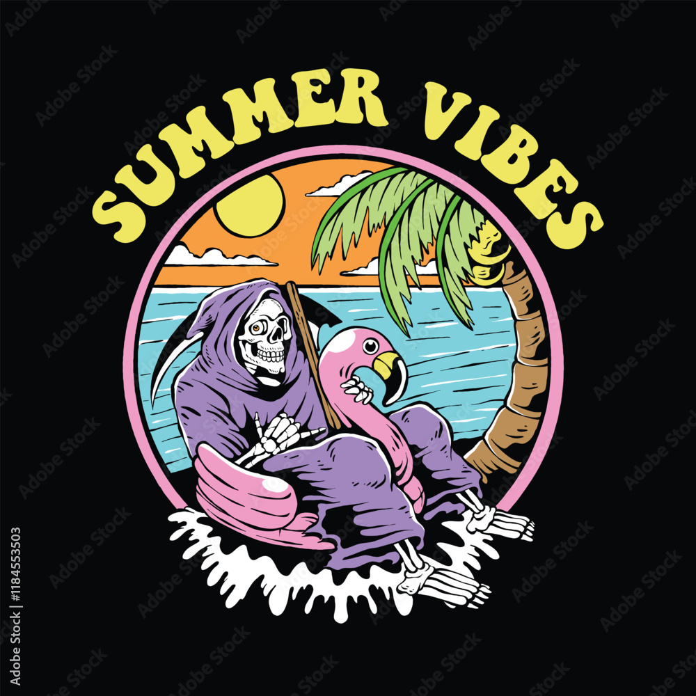 Fototapeta premium summer vibes illustration vector