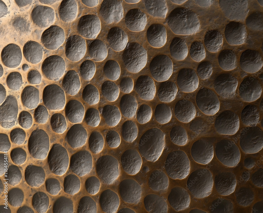 Dimpled bronze texture. Textured surface with small, circular indentations. Dimpled bronze texture. Textured surface with small, circular indentations.