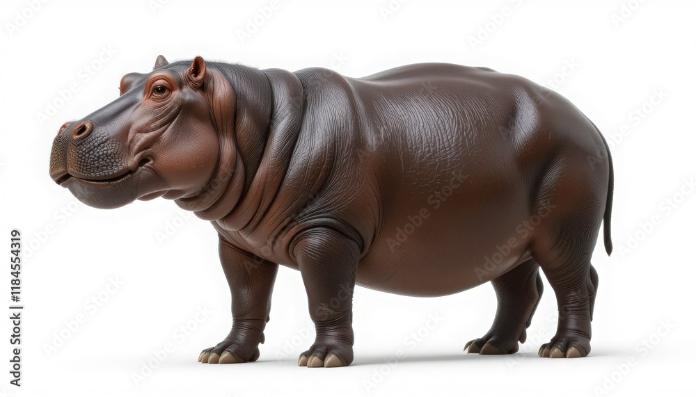Detailed 3D Model of a Hippopotamus Against a White Background Detailed 3D Model of a Hippopotamus Against a White Background