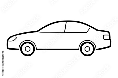 Car Silhouette Icon on White Background