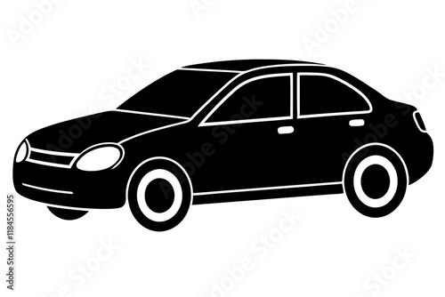 Car Silhouette Icon on White Background