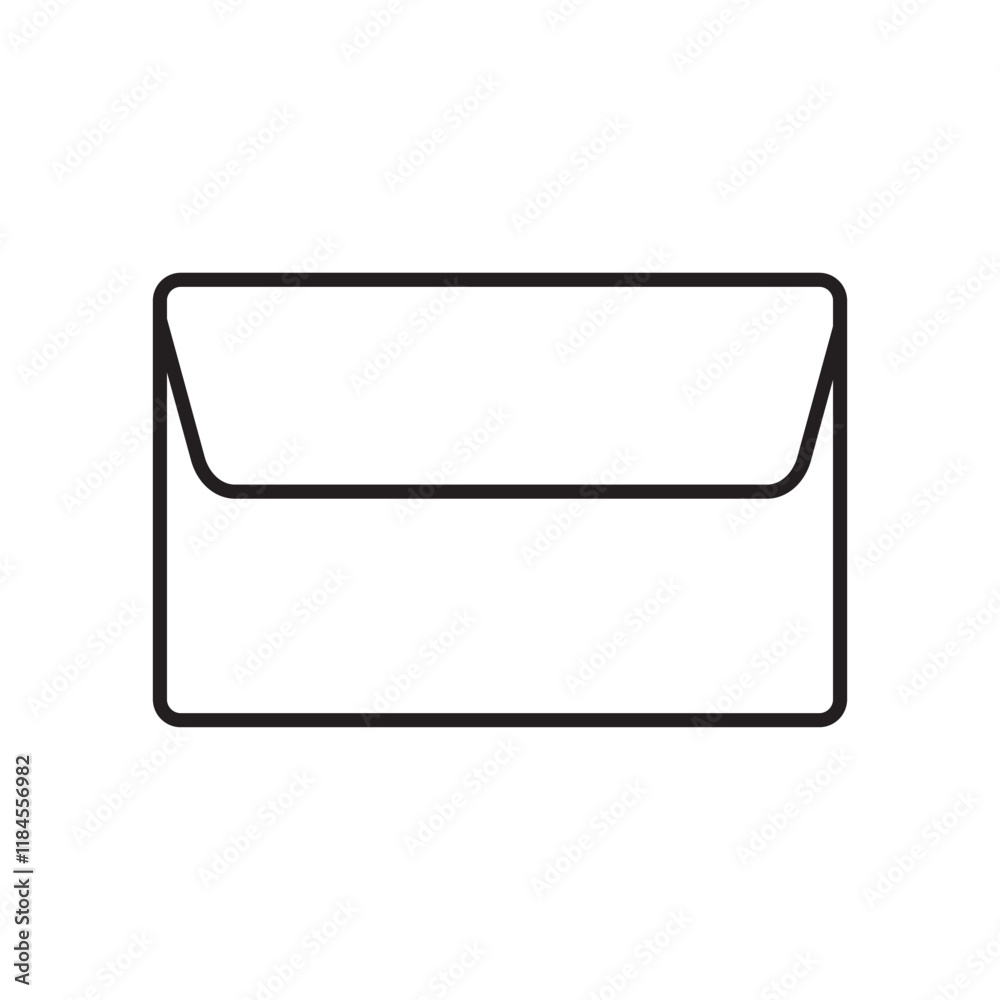Clean and simple black outline icon of an envelope Clean and simple black outline icon of an envelope