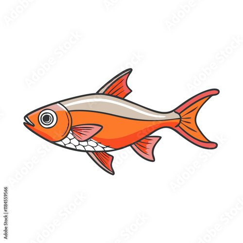 ember tetra fish vector icon, aquarium fish vector illustration - simple illustration of ember tetra fish perfect for logos, and aquarium fish-themed designs.