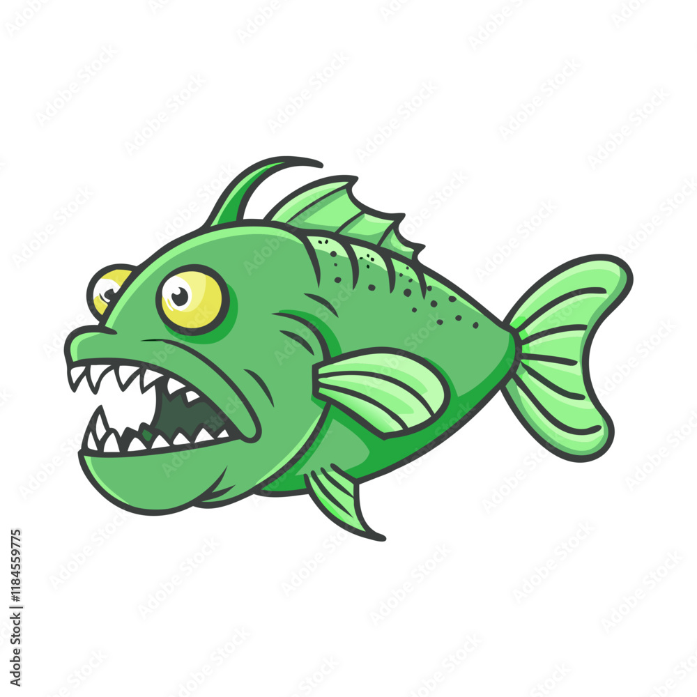 Obraz premium green terror fish vector icon, aquarium fish vector illustration - simple illustration of green terror fish perfect for logos, and aquarium fish-themed designs.