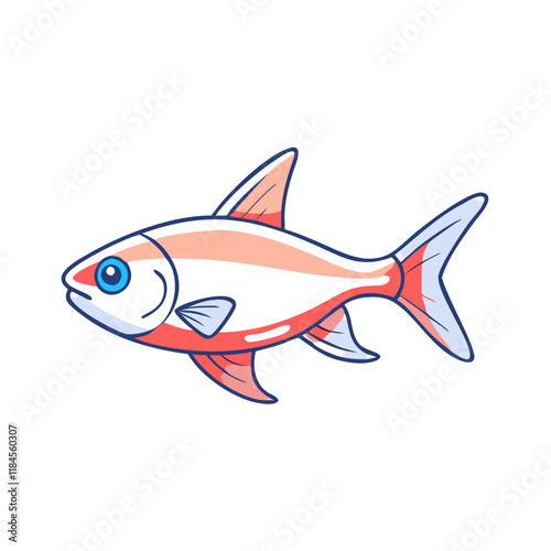 rummy nose tetra fish vector icon, aquarium fish vector illustration - simple illustration of rummy nose tetra fish perfect for logos, and aquarium fish-themed designs.