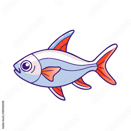 rummy nose tetra fish vector icon, aquarium fish vector illustration - simple illustration of rummy nose tetra fish perfect for logos, and aquarium fish-themed designs.