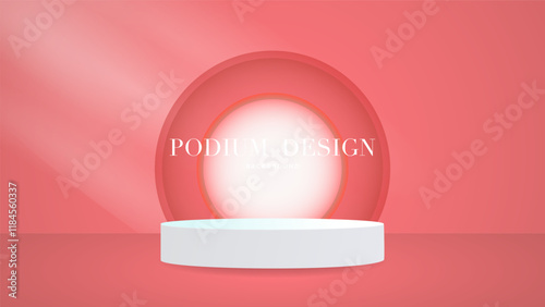 Abstract Podium Minimal and crimson background, 3d podium for presentation, Stage for showcase, illustration Vector EPS 10