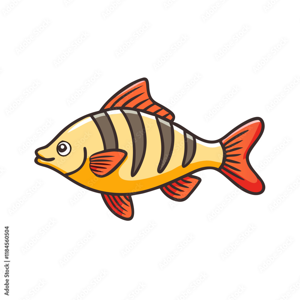 Naklejka premium tiger barb fish vector icon, aquarium fish vector illustration - simple illustration of tiger barb fish perfect for logos, and aquarium fish-themed designs.