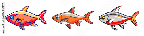 ember tetra fish vector icon, aquarium fish vector illustration - simple illustration of ember tetra fish perfect for logos, and aquarium fish-themed designs.
