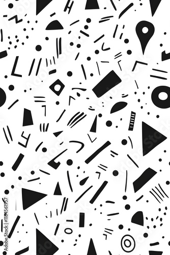 Abstract Black Shapes: Geometric Pattern Design
