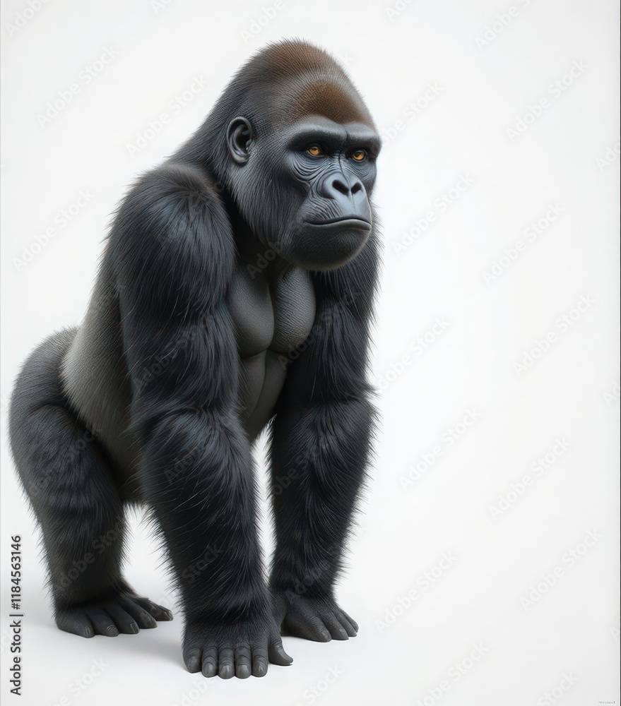 Powerful Gorilla Portrait Against a Clean Background Powerful Gorilla Portrait Against a Clean Background