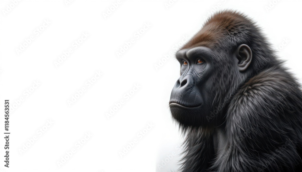 Obraz premium Close-up portrait of a pensive gorilla.