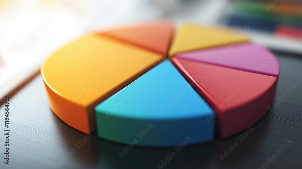 Fototapeta premium A D financial pie chart with expanding segments, reflecting the growth of different financial sectors in a thriving economy.