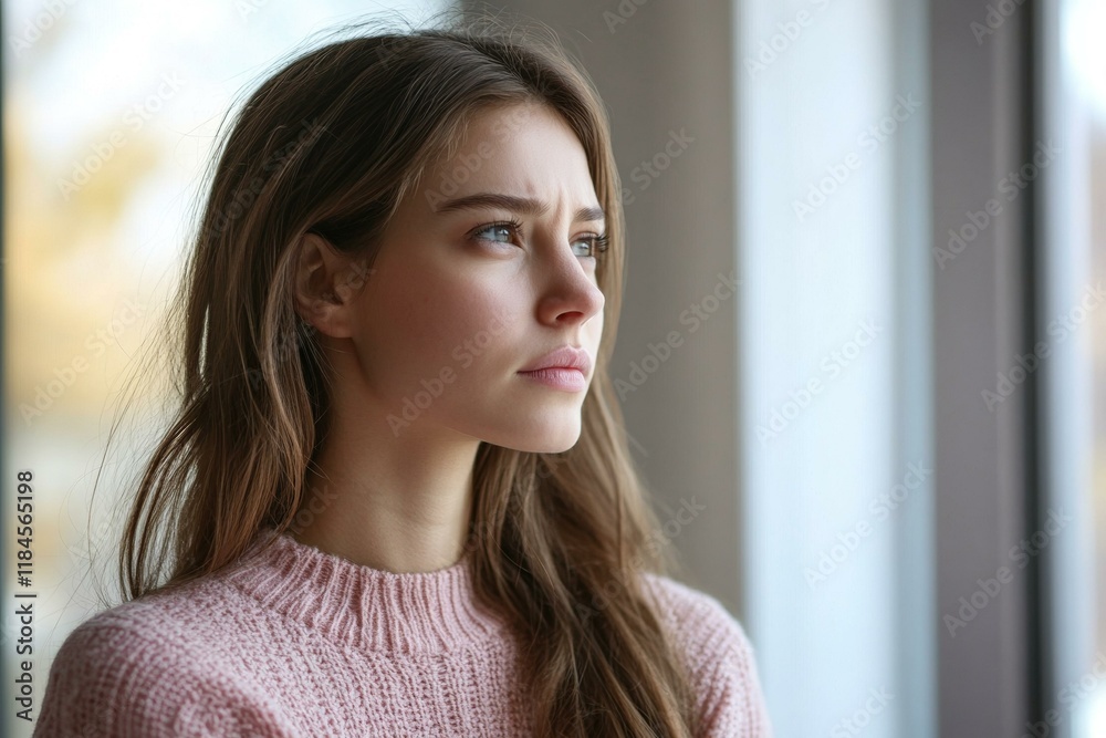 Thoughtful Woman Looking Out the Window Thoughtful Woman Looking Out the Window