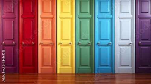 blue and yellow doors HD 8K wallpaper Stock Photographic Image