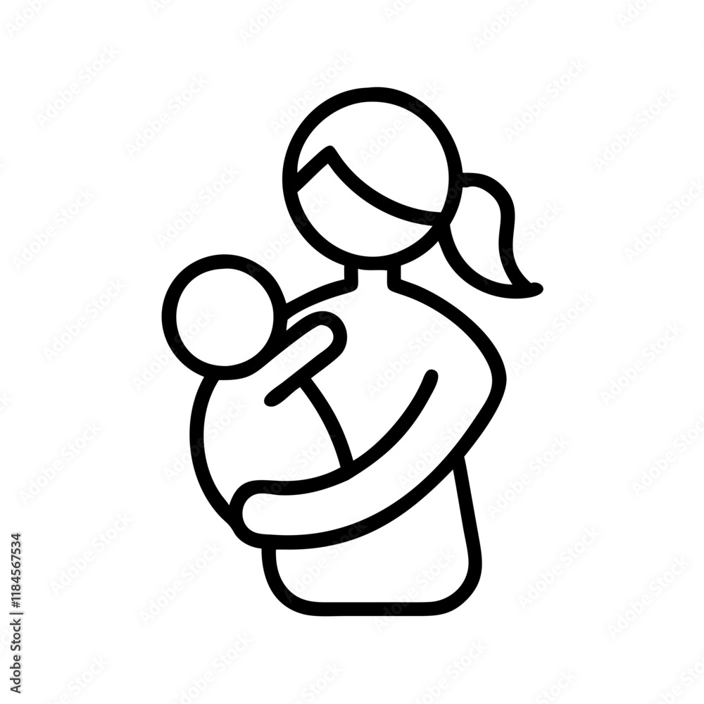 Mother Holding Baby Icon on Transparent Background, Representing Motherhood Concept Mother Holding Baby Icon on Transparent Background, Representing Motherhood Concept