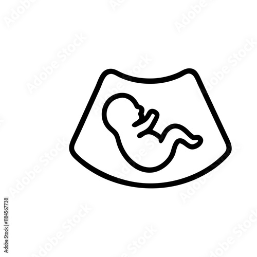 Pregnancy Ultrasound Icon on Transparent Background, Representing Motherhood Concept