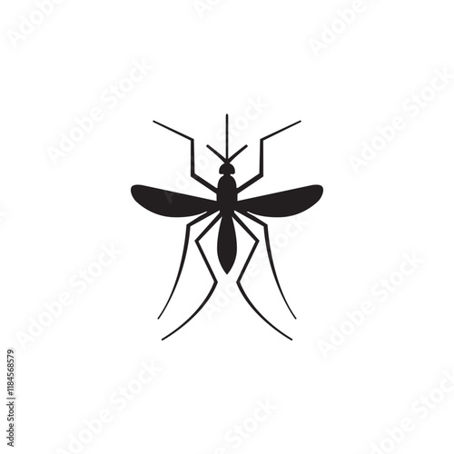 Vector image of a mosquito silhouette template on a white background