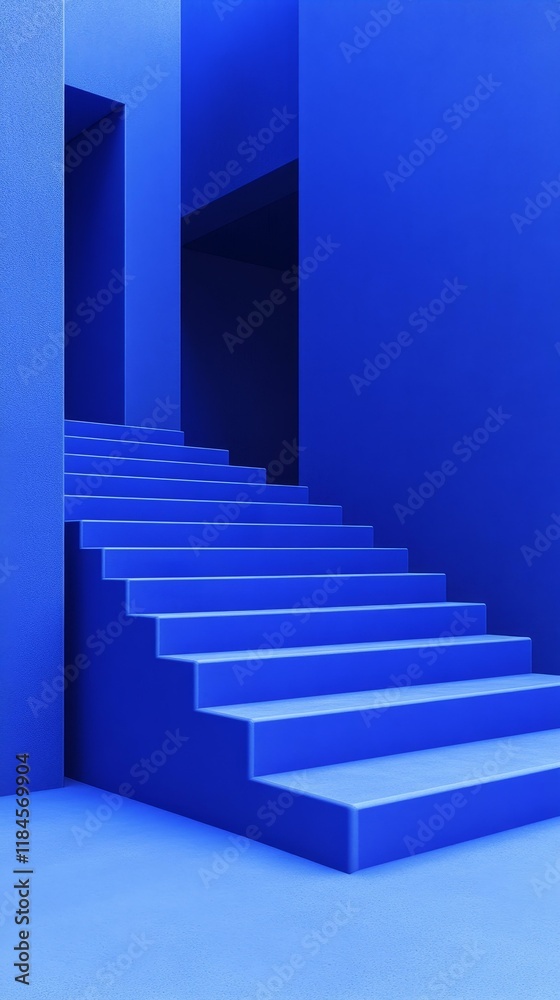 Obraz premium Abstract Blue Steps in Modern Architecture