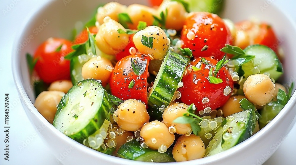 Healthy and Colorful Mediterranean Style Vegetable Salad in a Bowl Healthy and Colorful Mediterranean Style Vegetable Salad in a Bowl