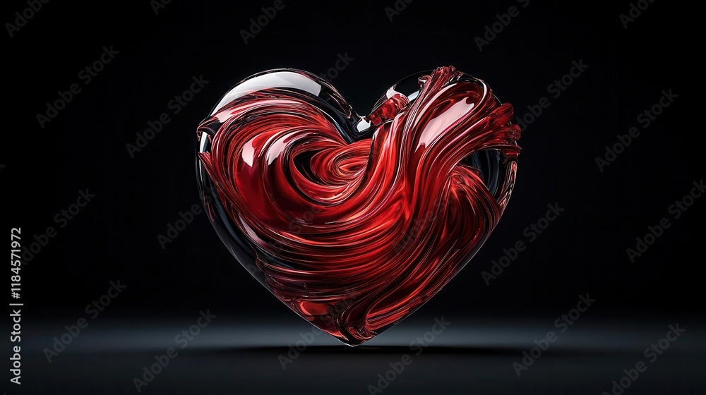 Sculptural acrylic heart with swirling patterns that mimic the fluidity of emotions Sculptural acrylic heart with swirling patterns that mimic the fluidity of emotions