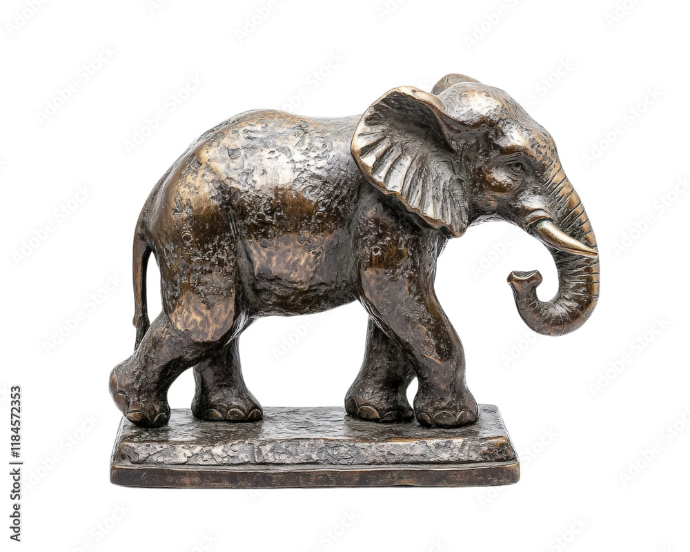 Fototapeta premium detailed statue of elephant, showcasing intricate textures and realistic pose, perfect for home decor or as gift. This unique piece adds charm and elegance to any space