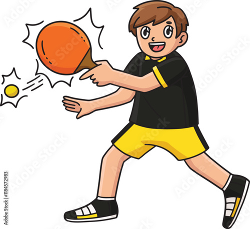 Table Tennis Player Smashing the Ball Clipart