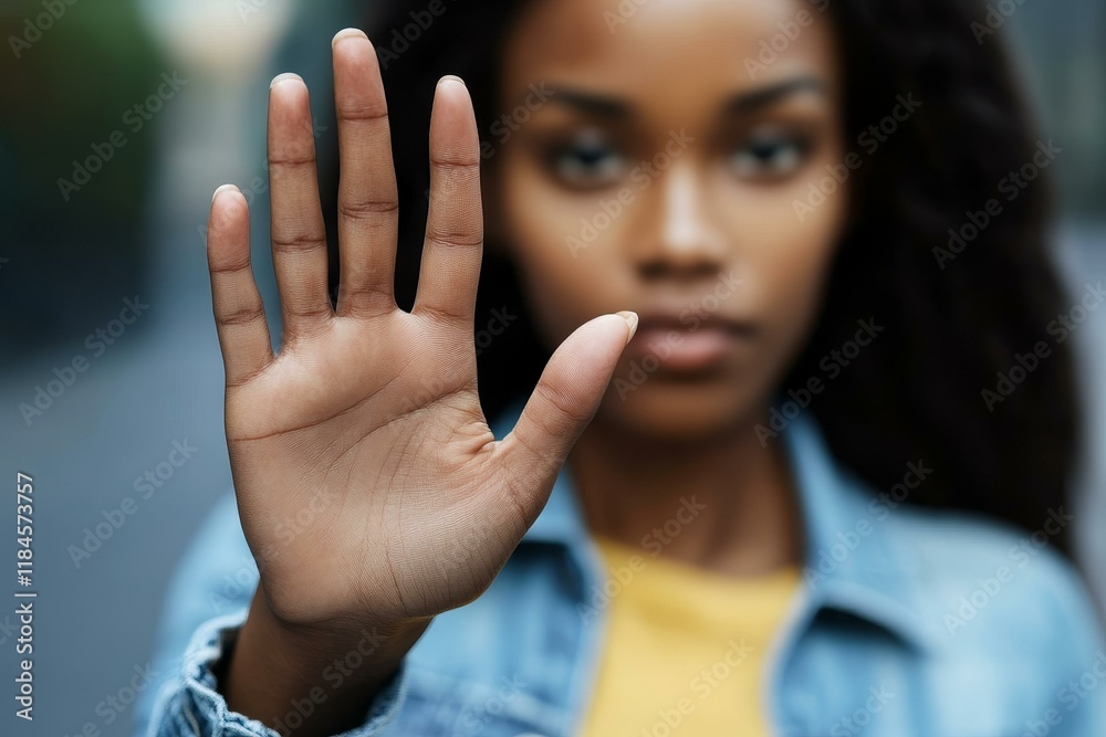 Black Woman Showing Stop Gesture Black Woman Showing Stop Gesture