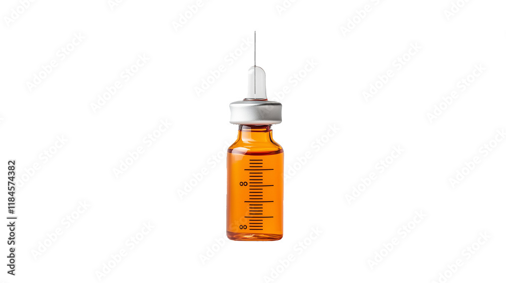 Clear anesthesia ampoule with a graduated scale on a white background for medical use Clear anesthesia ampoule with a graduated scale on a white background for medical use