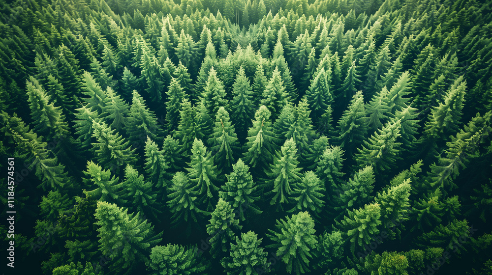 Aerial top view of green trees in forest. Green tree nature background for carbon neutrality and net zero emissions concept. Drone view of green tree captures CO2 to Sustainable green environment.
