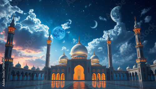 Islamic mosque background for Ramadan social media posts photo