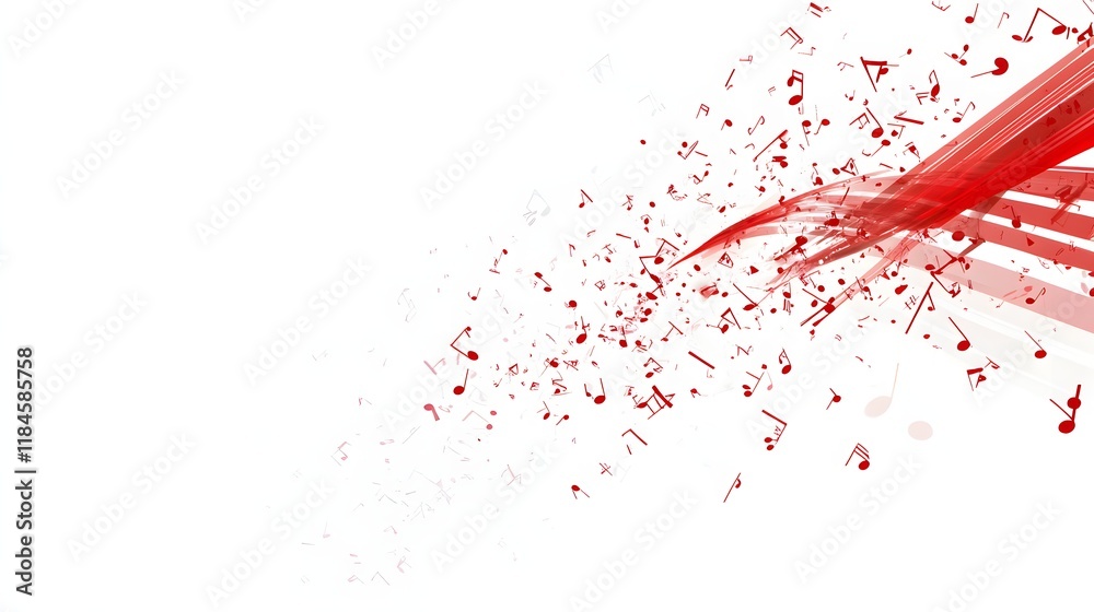 Abstract Red Music Notes Design Swirling Background Abstract Red Music Notes Design Swirling Background