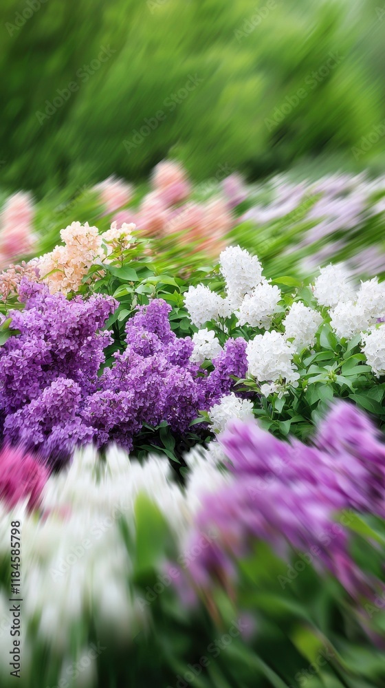 Obraz premium Vibrant Spring Flowers Blooming in Colorful Garden Landscape