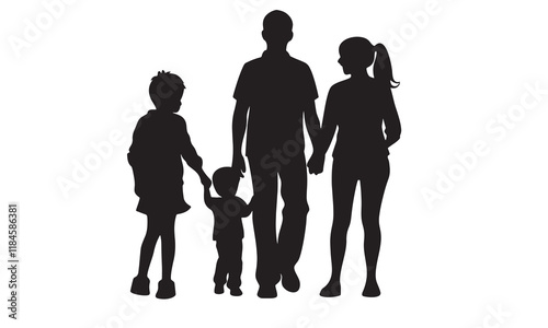 Family silhouettes are artistic representations of a family group in a simple, shadow-like outline. They typically depict the shapes of family members, often standing together, holding hands.