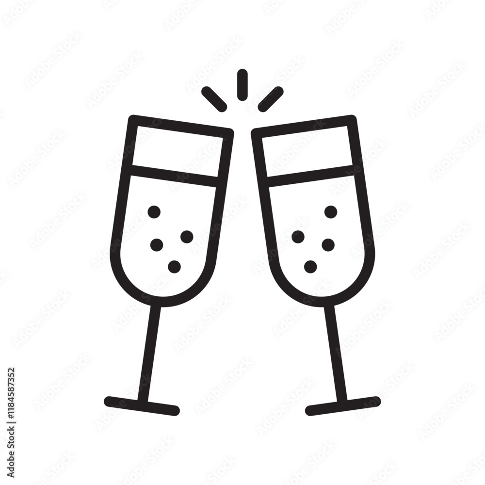 Champagne toast icon Simple thin outline Champagne toast icon Simple thin outline