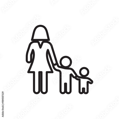 Child custody icon Simple thin outline