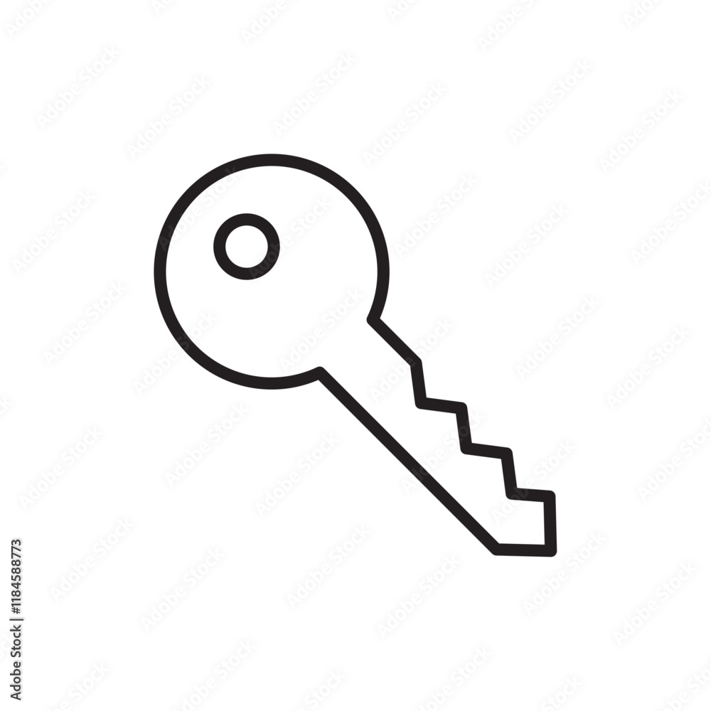 Door key icon Simple thin outline Door key icon Simple thin outline