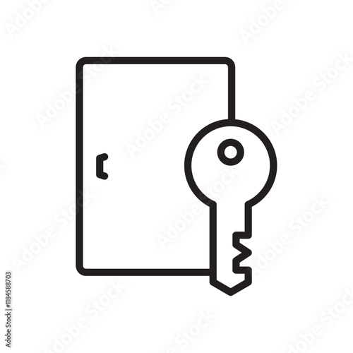 Door key icon Simple thin outline