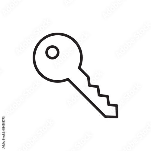 Door key icon Simple thin outline