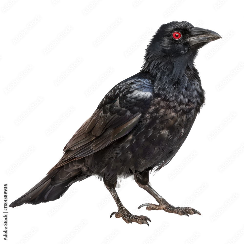 Obraz premium Elegant Black Chough Bird Isolated on Clean transparent background for Nature and Wildlife Photography