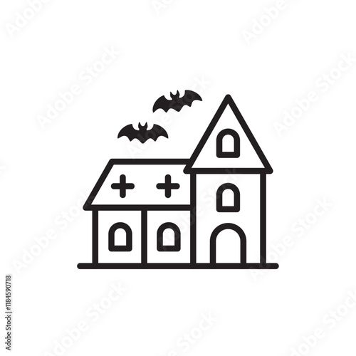 Haunted house icon Simple thin outline