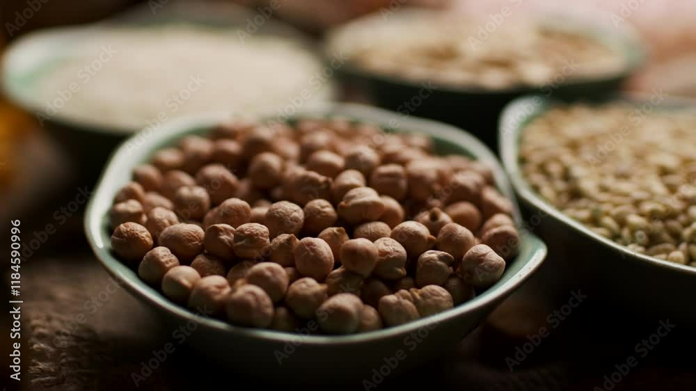 Macro shot of a bowl brimming with fresh chickpeas, highlighting their texture and natural color. A perfect visual for nutrition, healthy eating, and plant-based food content Macro shot of a bowl brimming with fresh chickpeas, highlighting their texture and natural color. A perfect visual for nutrition, healthy eating, and plant-based food content