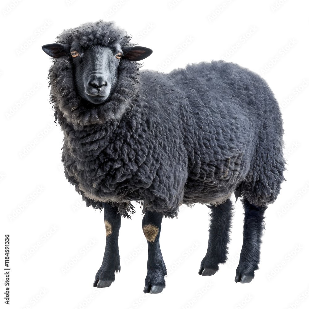 Isolated Black Sheep on Clean transparent background for Photorealistic Presentations and Designs Isolated Black Sheep on Clean transparent background for Photorealistic Presentations and Designs