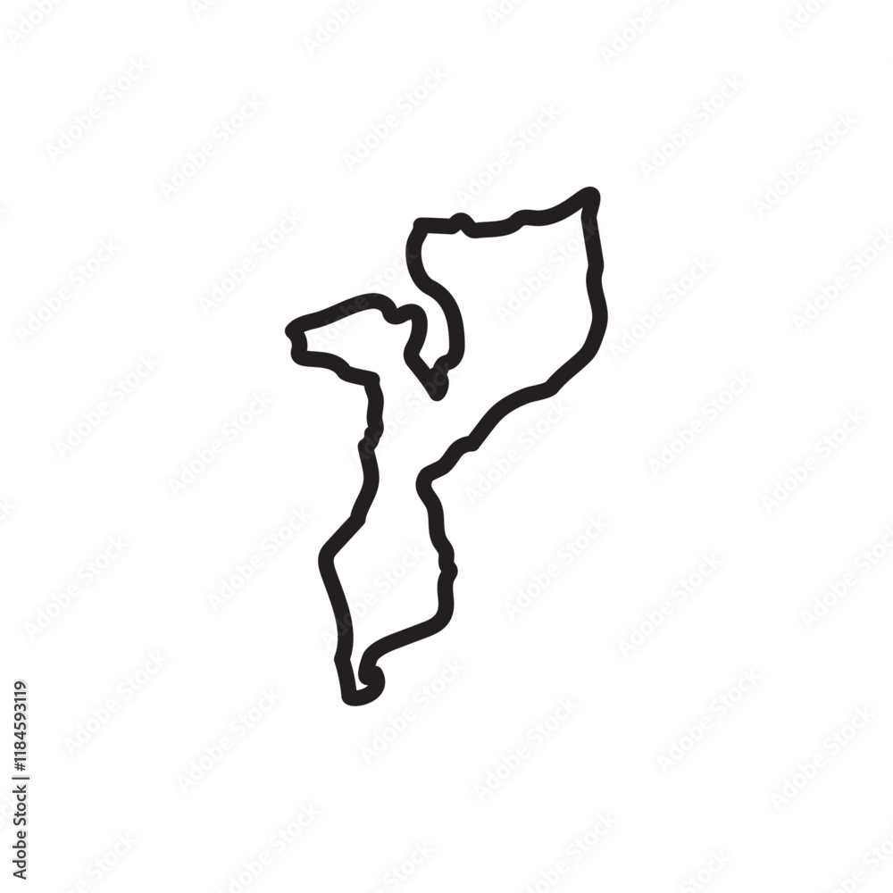 Mozambique map icon Simple thin outline Mozambique map icon Simple thin outline