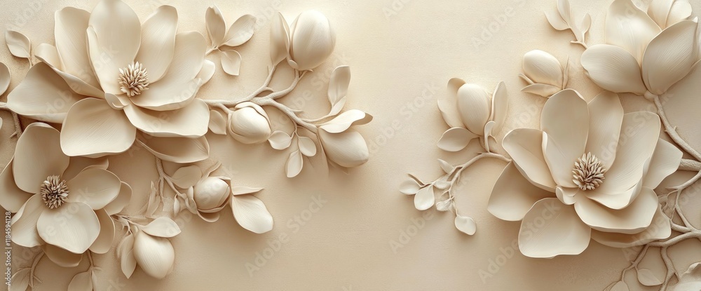 Elegant 3D cream floral design. Elegant 3D cream floral design.
